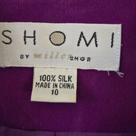 Shomi By Miller Shor Purple 100% Silk Stunning Designer Blazer Size 10 - Picture 3 of 3